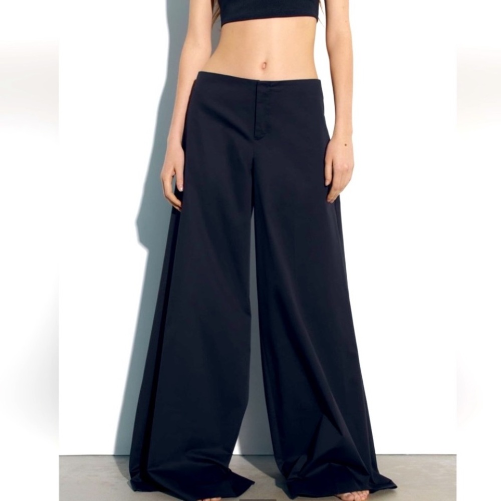 🆕ZARA BLACK SUPER WIDE LEG PANTS SIZE SMALL NWT SOLDOUT STYLE